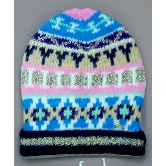 Juicy Couture Beanie Hat NWT Fair Isle Y2K Mohair Angora Blend Logo Charm OS - Picture 1 of 8